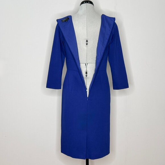 Tahari Royal Blue Sheath Dress with Buckle Waist & 3/4 Sleeve - Size 4 - Picture 5 of 8